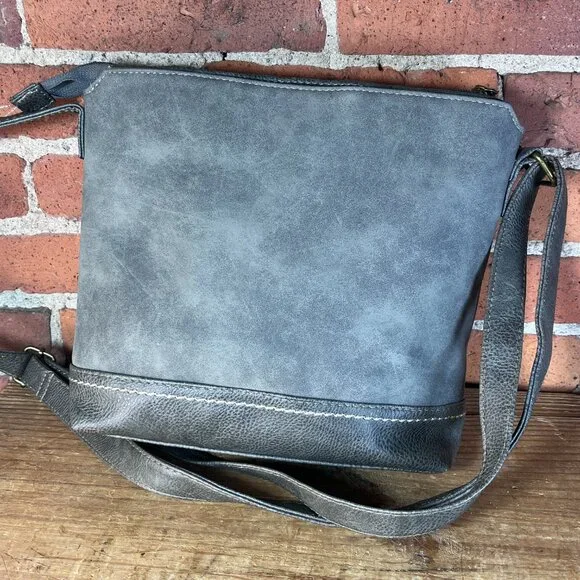 BOC Born Concept Gray Crossbody Shoulder Bag Braided Detail - Picture 4 of 9